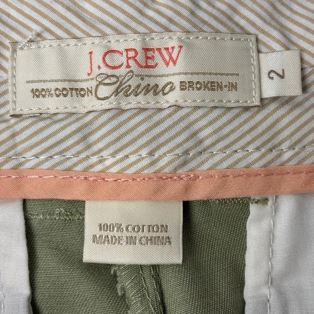 J‎ crew broken in chino shorts cotton green 2